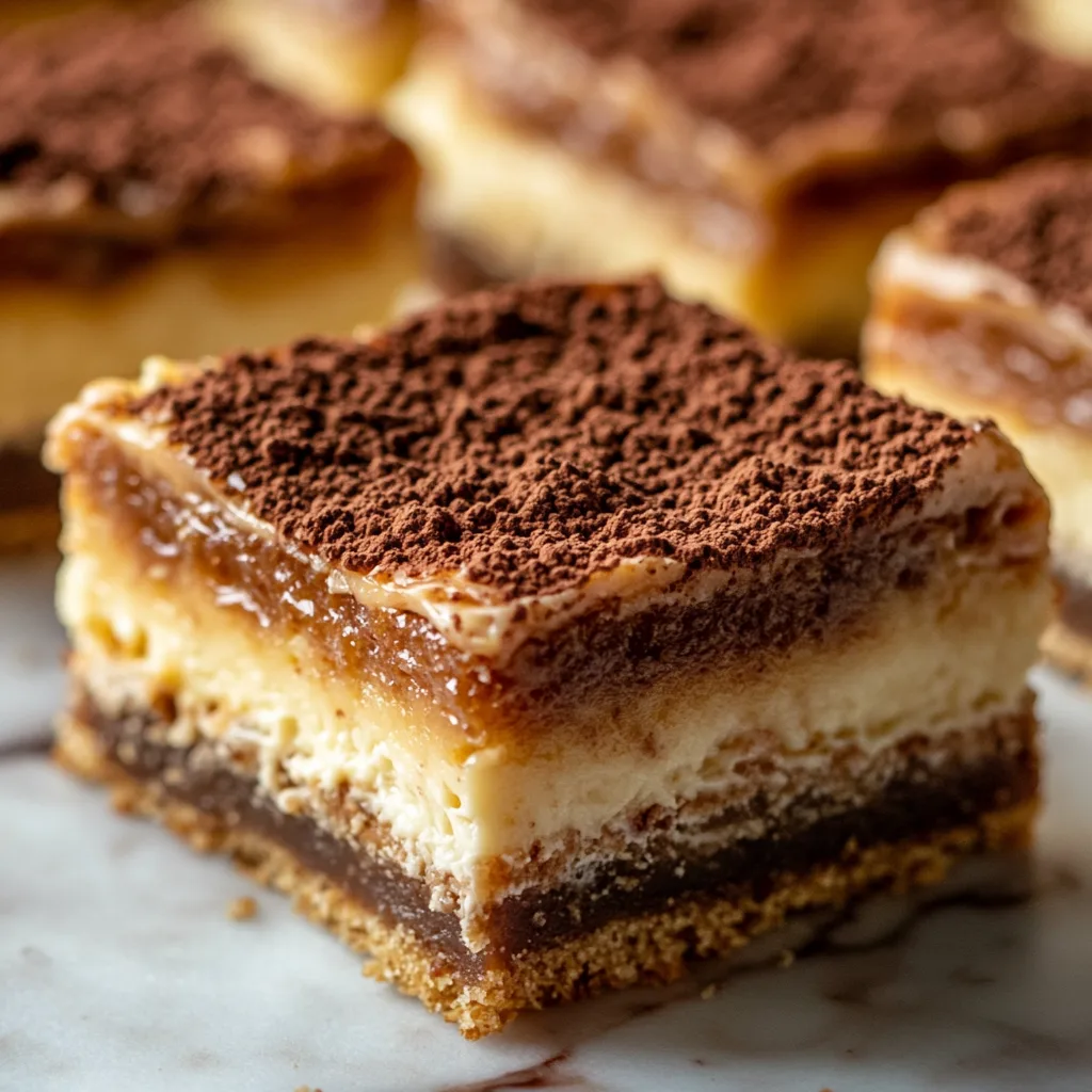 Home Page 2 Churro cheesecake bars with creamy layers and cinnamon sugar topping on a marble surface